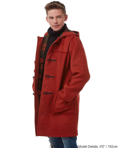 Men's Classic Fit Duffle Coat - Burnt Orange