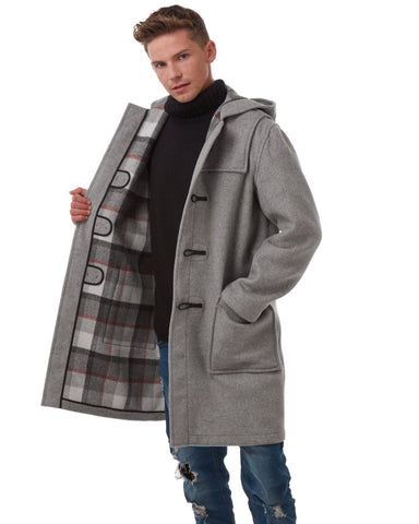 Men's Classic Fit Duffle Coat - Pearl Grey