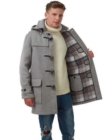 Men's London Classic Fit Duffle Coat - Pearl Grey