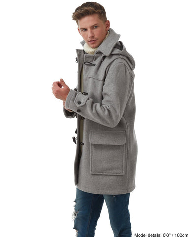 Men's London Classic Fit Duffle Coat - Pearl Grey