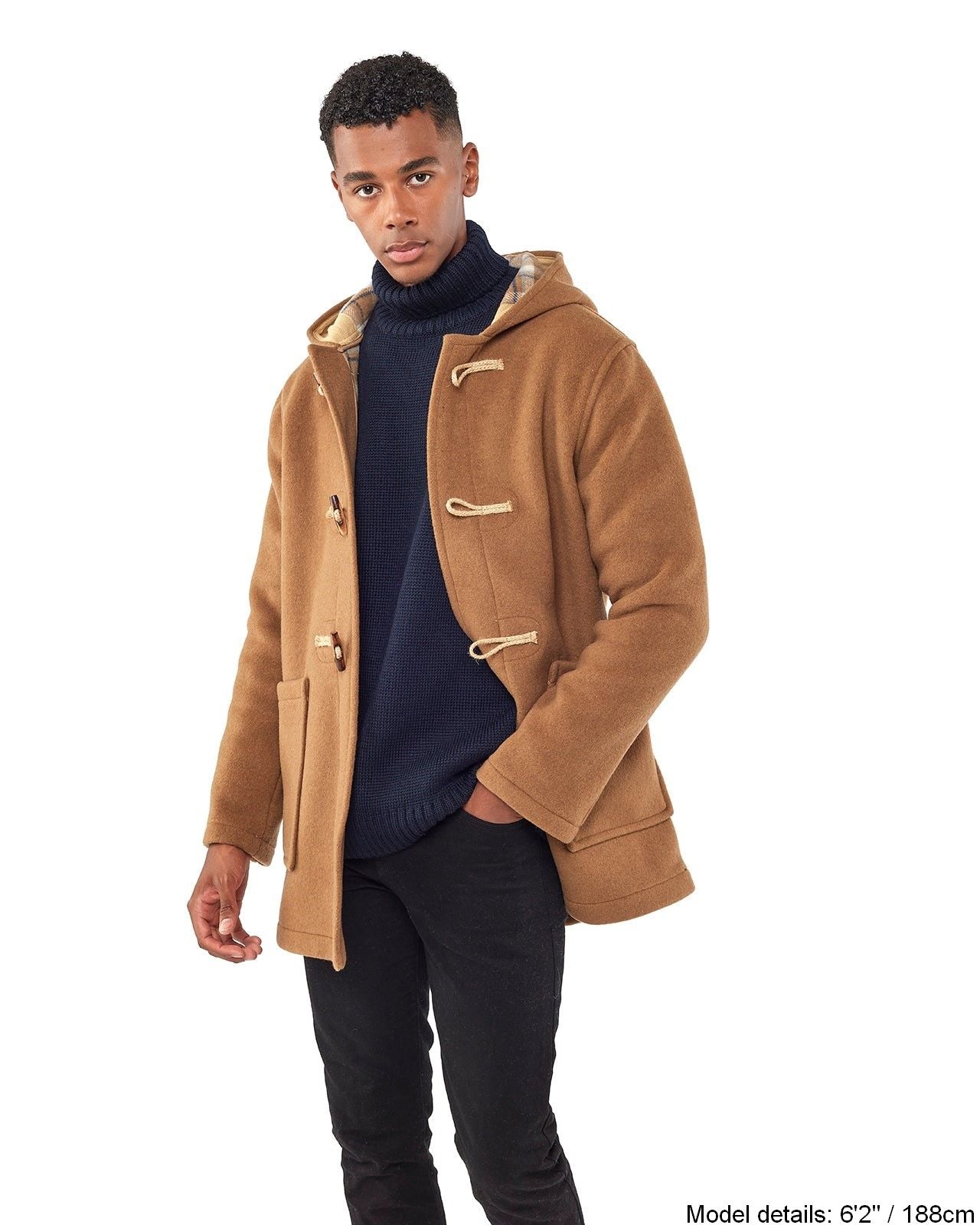 Men's Abberley Simple Fit Duffle Coat With Wooden Toggles - Camel