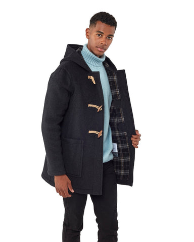 Men's Abberley Simple Fit Duffle Coat With Wooden Toggles - Charcoal