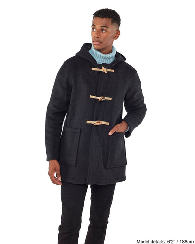 Men's Abberley Simple Fit Duffle Coat With Wooden Toggles - Charcoal