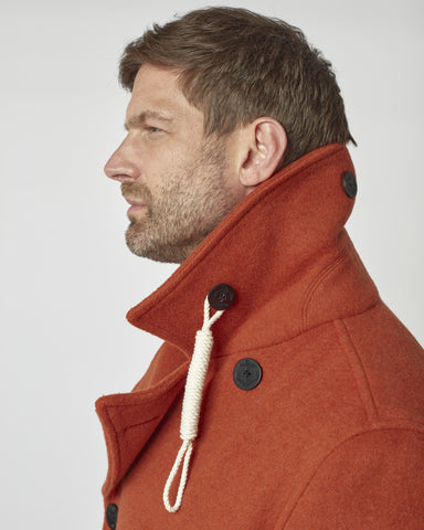 Men's Burnt Orange Teddy Pea Coat