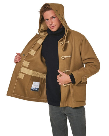 Men's Super Slim Gion Duffle Coat in Melton Wool - Camel