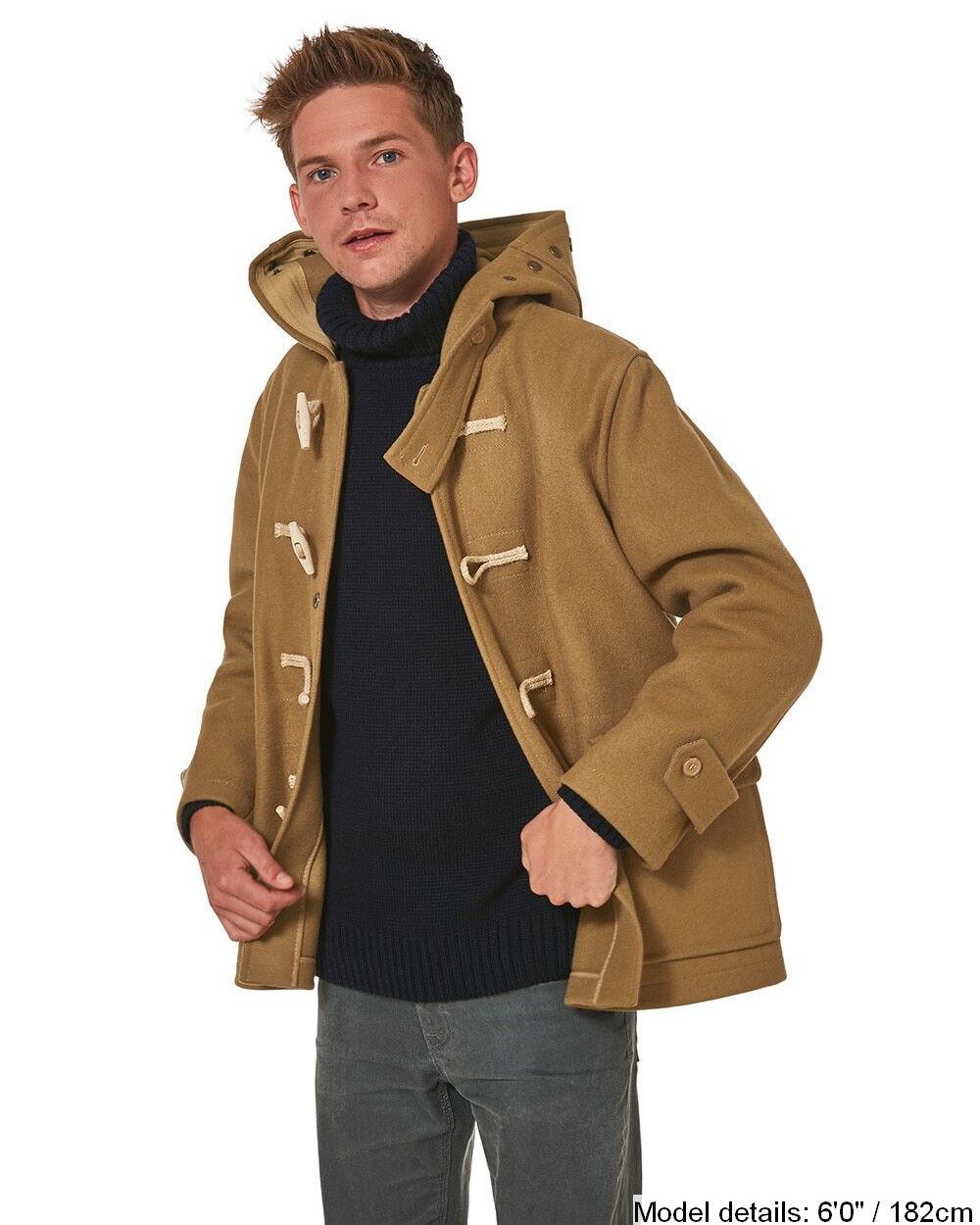 Men's Super Slim Gion Duffle Coat in Melton Wool - Camel