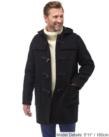 Men's Classic Fit Duffle Coat - Black