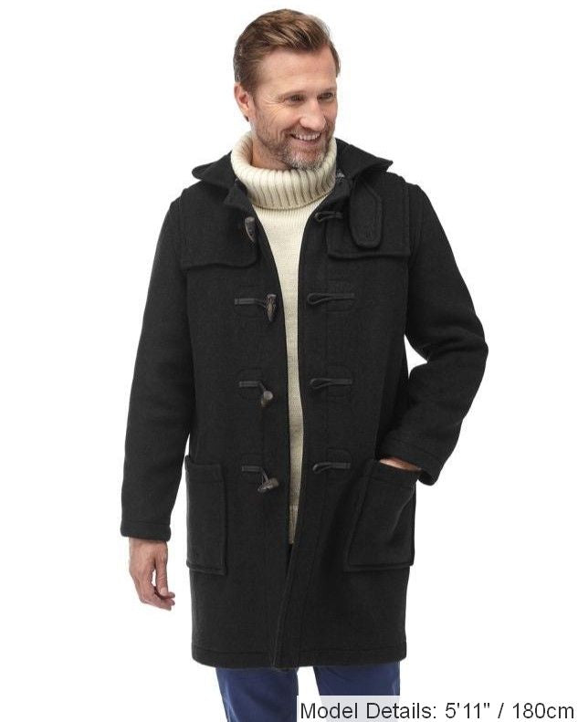 Men's Classic Fit Duffle Coat - Charcoal