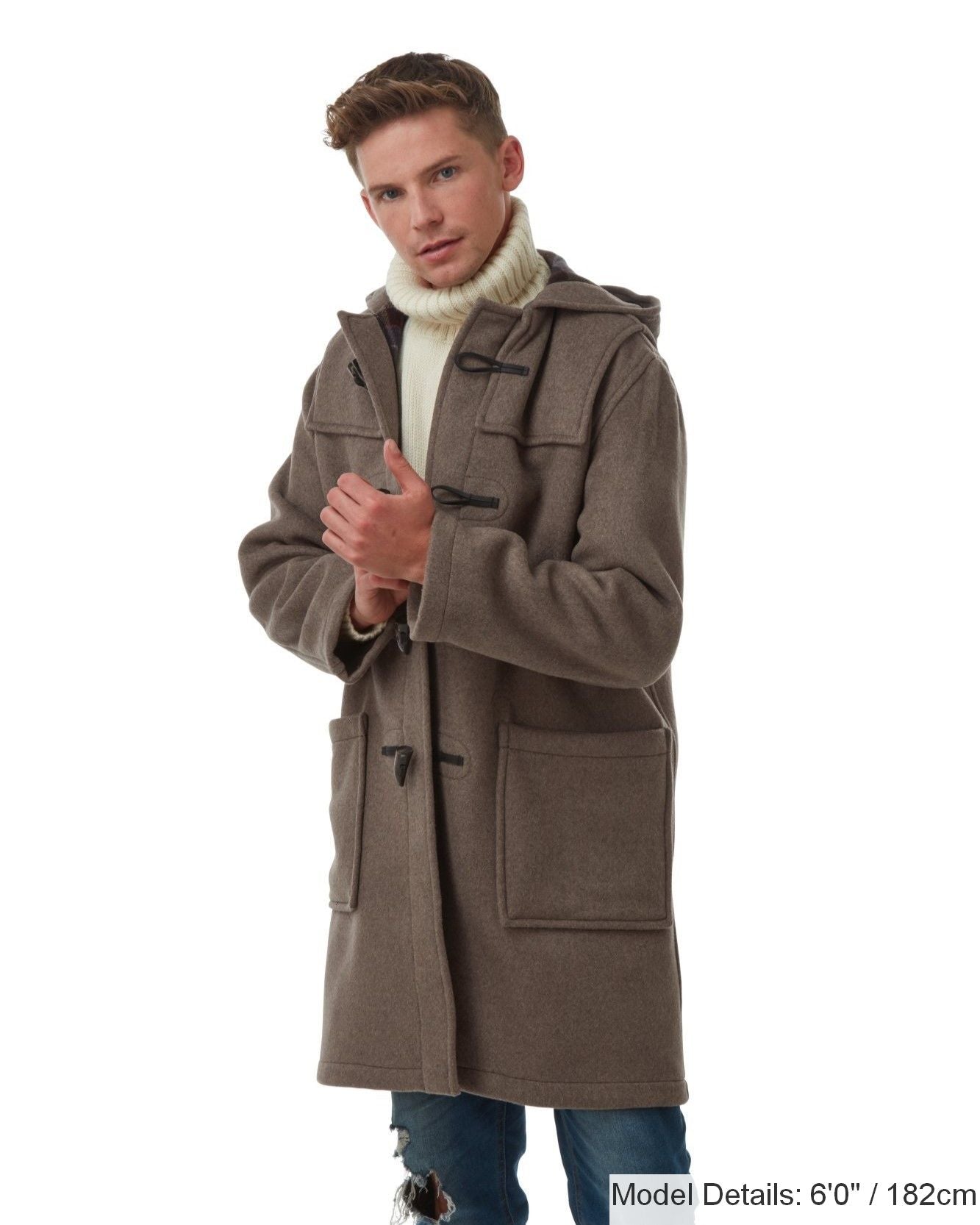 Men's Classic Fit Duffle Coat - Mushroom