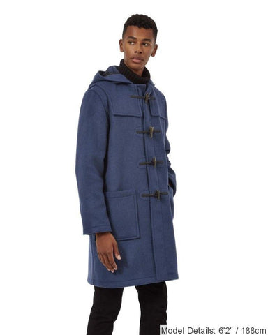 Men's Classic Fit Duffle Coat - Royal Blue