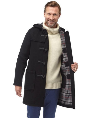 Men's Classic Fit Duffle Coat - Black