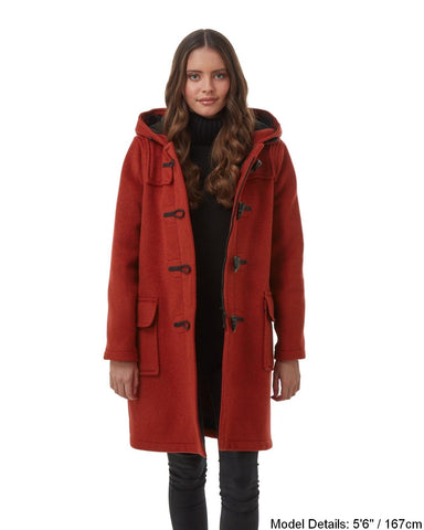 Women's Classic Fit Duffle Coat - Burnt Orange