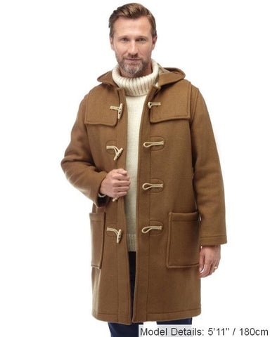 Men's Classic Fit Duffle Coat with Wooden Toggles - Camel