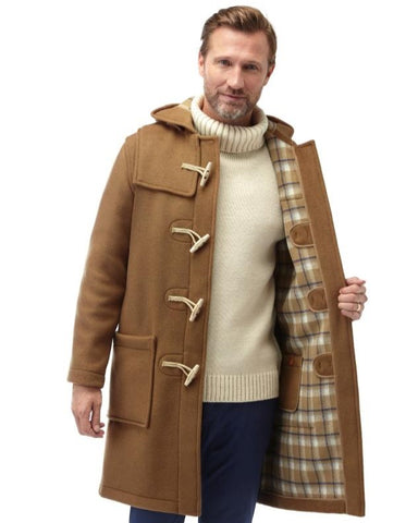 Men's Classic Fit Duffle Coat with Wooden Toggles - Camel