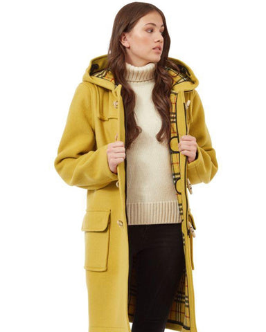 Women's Classic Fit Duffle Coat with Wooden Toggles - Mustard