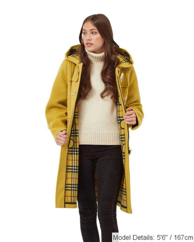 Women's Classic Fit Duffle Coat with Wooden Toggles - Mustard