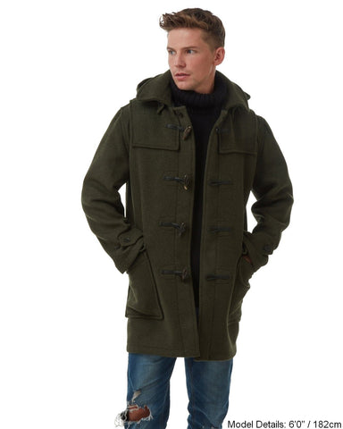 Men's London Classic Fit Duffle Coat - Olive