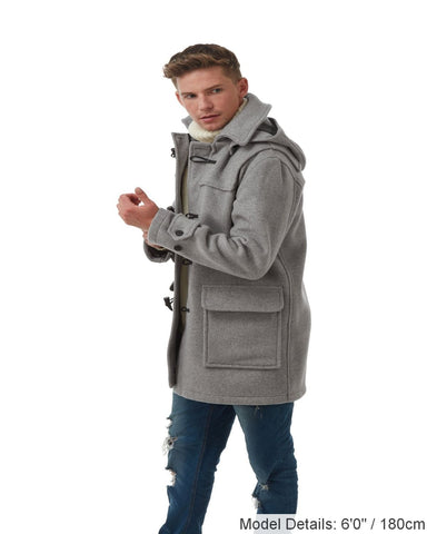 Men's London Classic Fit Duffle Coat - Pearl Grey