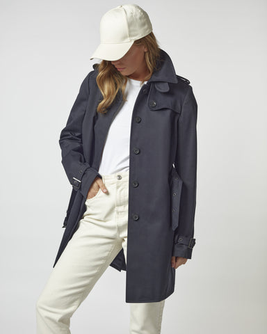 Women's Windsor Trench Rain Coat - Navy