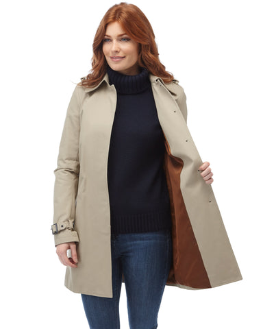 Women's Windsor Trench Rain Coat - Stone