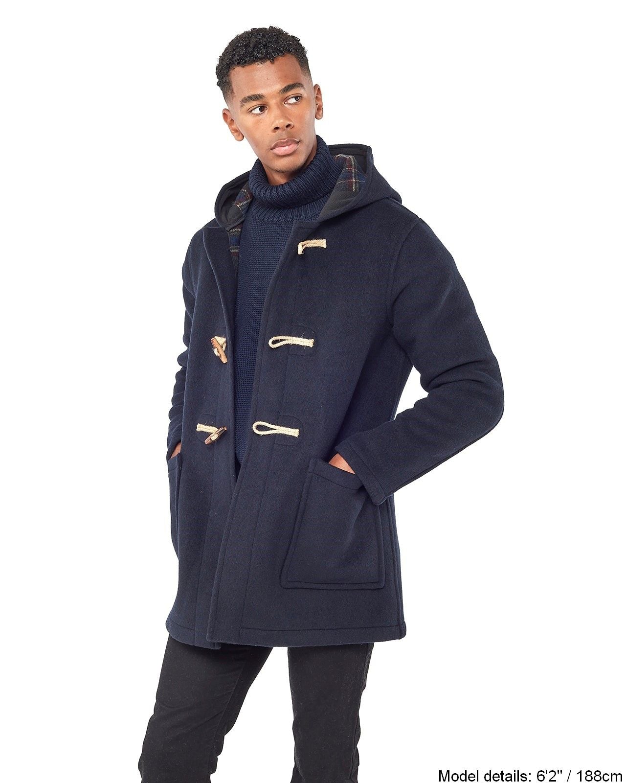 Men's Abberley Simple Fit Duffle Coat With Wooden Toggles - Navy