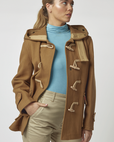 Women's Super Slim Haji Duffle Coat in Melton Wool - Camel