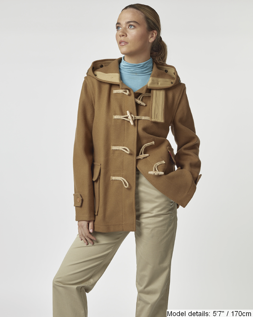 Women's Super Slim Haji Duffle Coat in Melton Wool - Camel